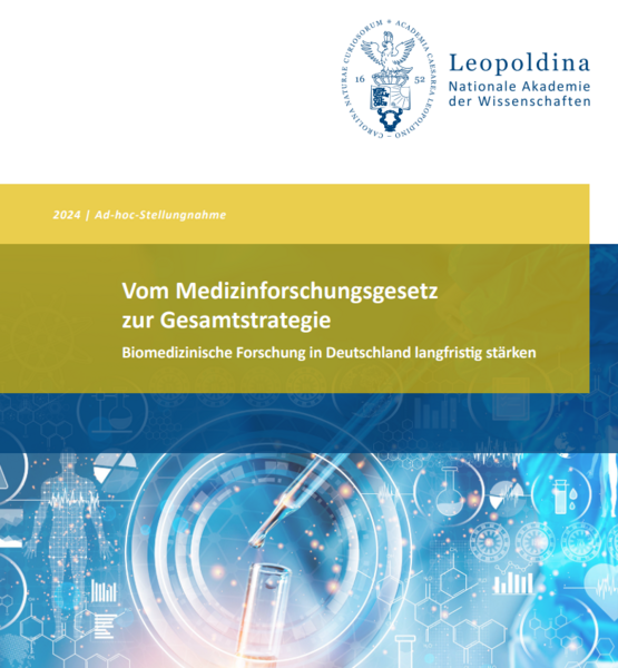 Der aktuelle Entwurf des MFG kann als ein erster Schritt betrachtet werden, die Rahmenbedingungen zu verbessern. Aus Sicht der Nationalen Akademie der Wissenschaften Leopoldina braucht es allerdings eine Gesamtstrategie mit weiteren umfassenden Maßnahmen. Ansatzpunkte hierfür stellt sie in der heute veröffentlichten Ad-hoc-Stellungnahme „Vom Medizinforschungsgesetz zur Gesamtstrategie: Biomedizinische Forschung in Deutschland langfristig stärken“ vor. Credits: Nationale Akademie der Wissenschaften Leopoldina