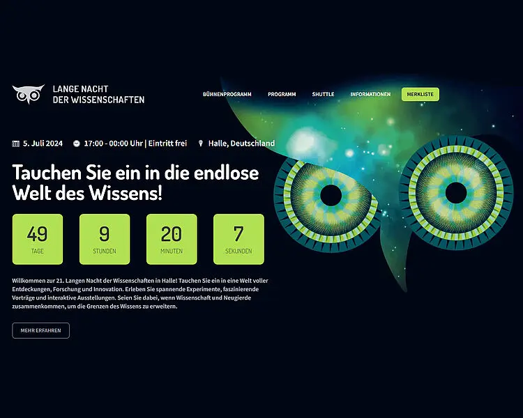 Screenshot der neuen Webseite. 