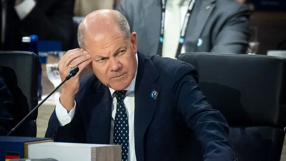 Bundeskanzler Olaf Scholz bei einer Arbeitssitzung des Nordatlantikrates im Format der Staats- und Regierungschefs und -chefinnen sowie der Partner der Indo-Pazifik Region und der Europäischen Union.
Foto: Bundesregierung / Steffen Kugler