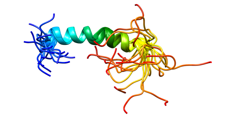 Visualisierung des Kristallisationsproteins PECAM1 anhand des Identifikators PDB 2KY5 mit dem Programm UCSF Chimera. Lizenz: CC BY-SA 4.0. Credits: Goultard59