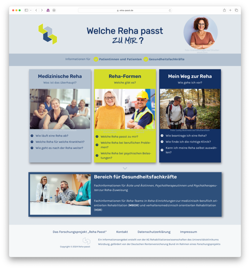 Diese neue Website will Patienten bei der Suche nach der passenden Reha-Maßnahme unterstützen. (Copyright: AG Rehabilitationswissenschaften UKW)