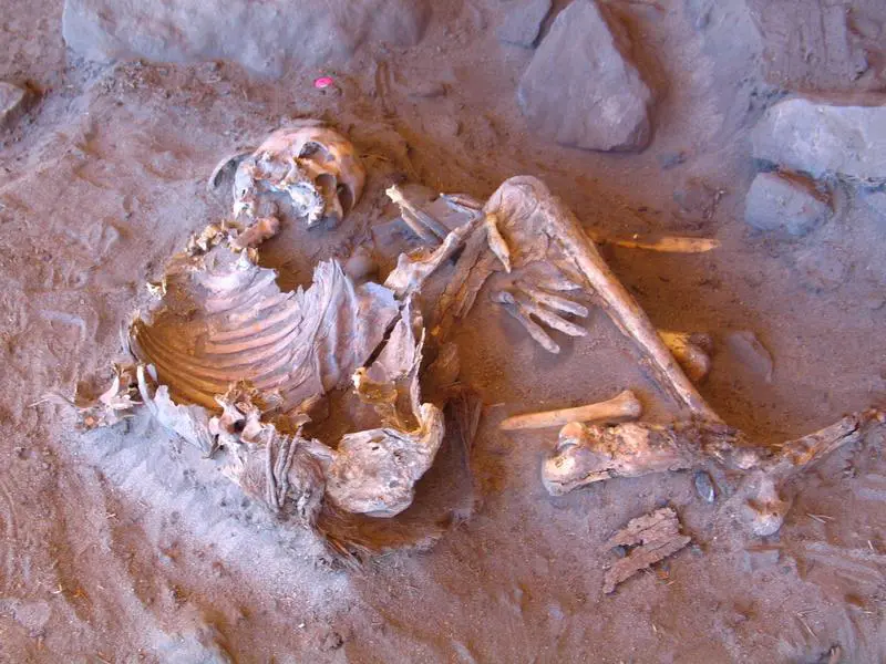 7.000 Jahre alte natürliche Mumie (Individuum H1), die in der Takarkori Rock Shelter in Südlibyen gefunden wurde. | Copyright: © Archaeological Mission in the Sahara, Sapienza University of Rome