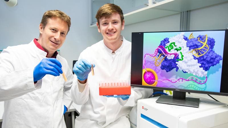 Have sharpened three gene scissors for research: molecular biologist Dr. Reto Eggenschwiler (left) and research assistant Mika Opitz. | Copyright: Karin Kaiser/MHH.