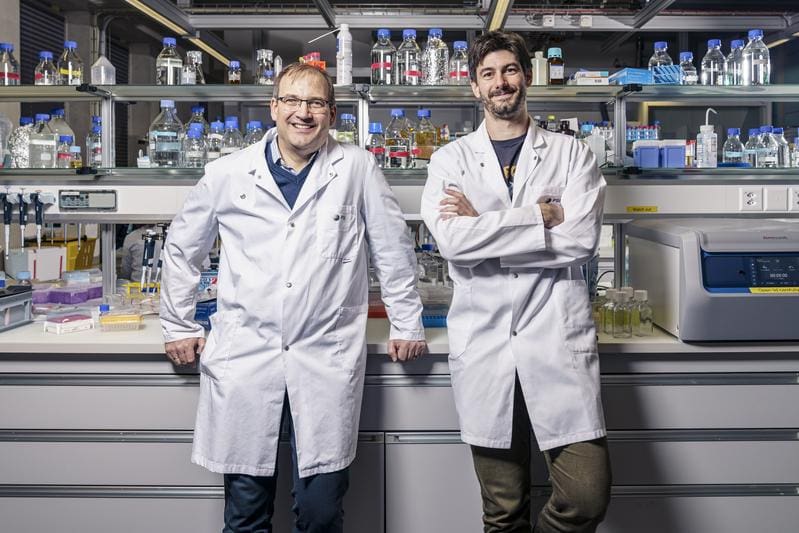 Jörg Standfuss (left) and Quentin Bertrand are two of the researchers at PSI's Center for Life Sciences who have now discovered at the molecular level why a light-switchable drug changes its effectiveness. | Source: Markus Fischer | Copyright: Paul Scherrer Institute PSI   
