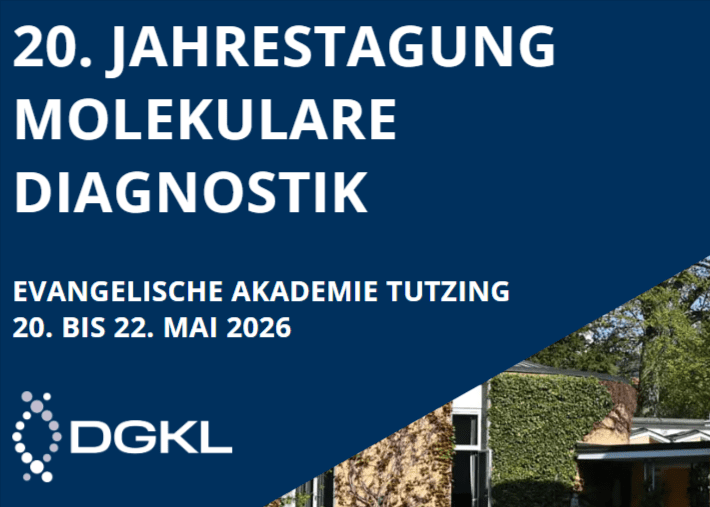 20th Annual Meeting on Molecular Diagnostics of the German Society for Clinical Chemistry and Laboratory Medicine (DGKL). Registration deadline is May 18, 2026. Credits: DGKL  