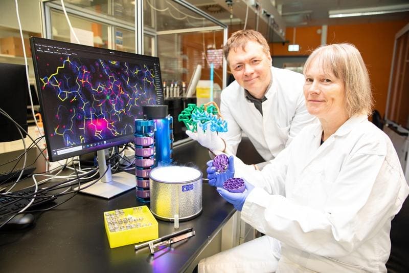 Prof. Dr. Roman Fedorov (left) and Petra Baruch at the MHH Institute of Biophysical Chemistry. | Copyright: Karin Kaiser/MHH   