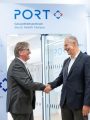 Feierliche Eröffnung des innovativen PORT Gesundheitszentrums Bosch Health Campus am 9. Juli 2025 in Stuttgart. Manfred Lucha MdL, Minister für Soziales, Gesundheit und Integration, Baden Württemberg (links) Prof. Dr. Mark Dominik Alscher, Geschäftsführer des Bosch Health Campus (rechts). Bildrechte: Bosch Health Campus Fotograf: Bjoern Haenssler